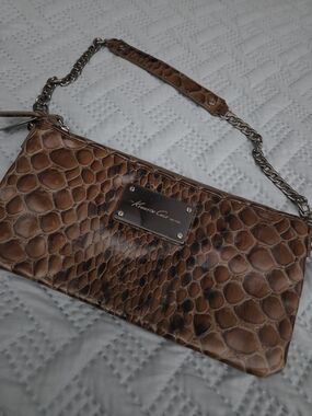 Kenneth Cole Croc-Embossed Brown Chain Wristlet